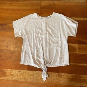 Madewell Faded Red and White Striped Tie Front Shirt